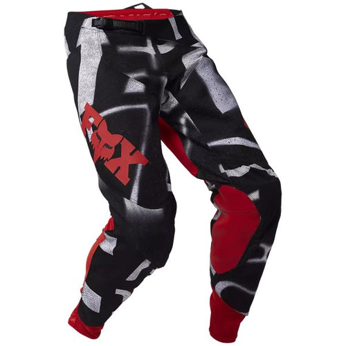 Pantalon de Motocross 360 Seventy4 Fox noir et rouge, de face