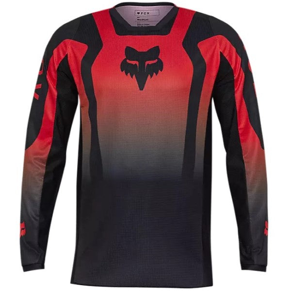 Chandail de Motocross 180 Lean Fox rouge et noir, de face