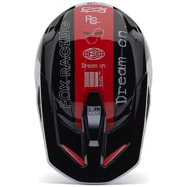 Casque de Motocross V1 Race Spec Fox rouge et noir, dessus