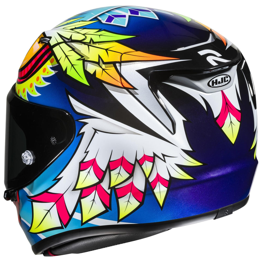 Casque Intégral de Moto HJC RPHA 12 Spasso Bleu/Multicolore incliné de dos