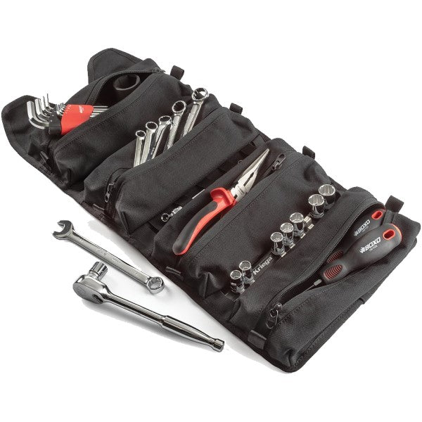 Sac à Outils Roam ouvert avec outils incliné de face