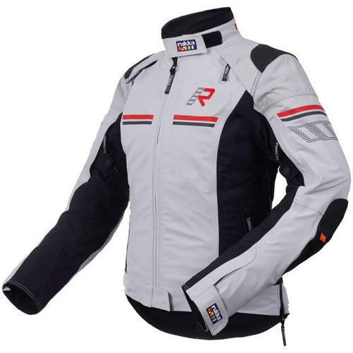 Manteau de Moto Armatou-R Femme Gris/Rouge côté avant