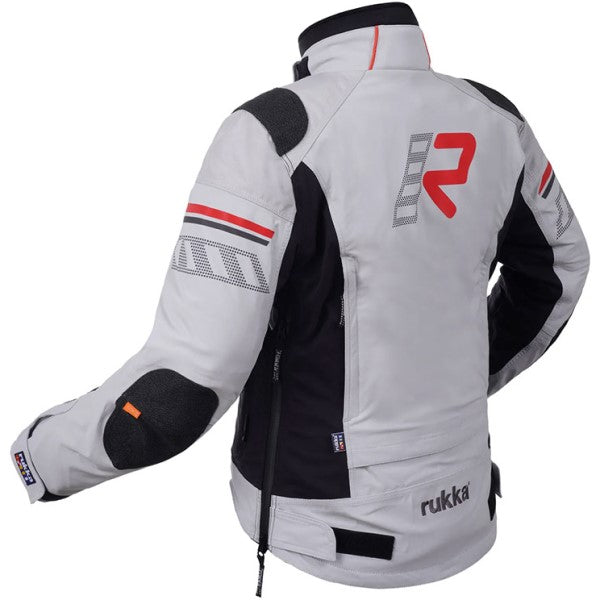 Manteau de Moto Armatou-R Femme Gris/Rouge côté arrière