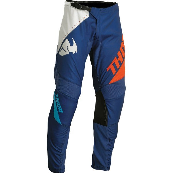 Pantalon de Motocross Sector Edge Junior bleu orange, de face