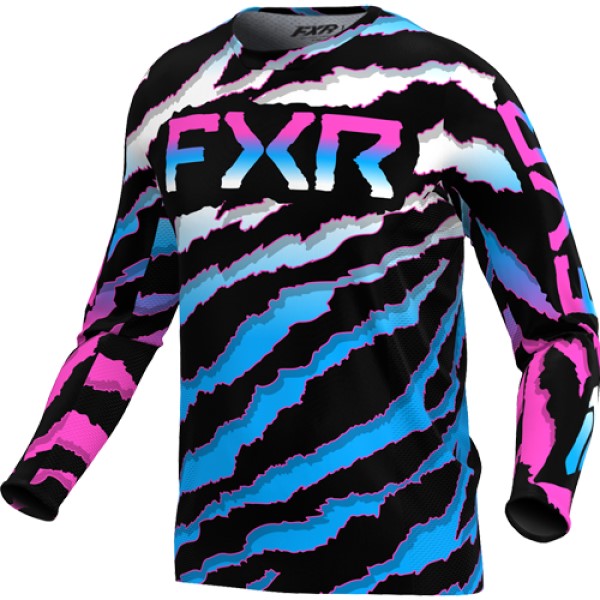 Chandail de Motocross Podium Junior Noir/Rose/Bleu