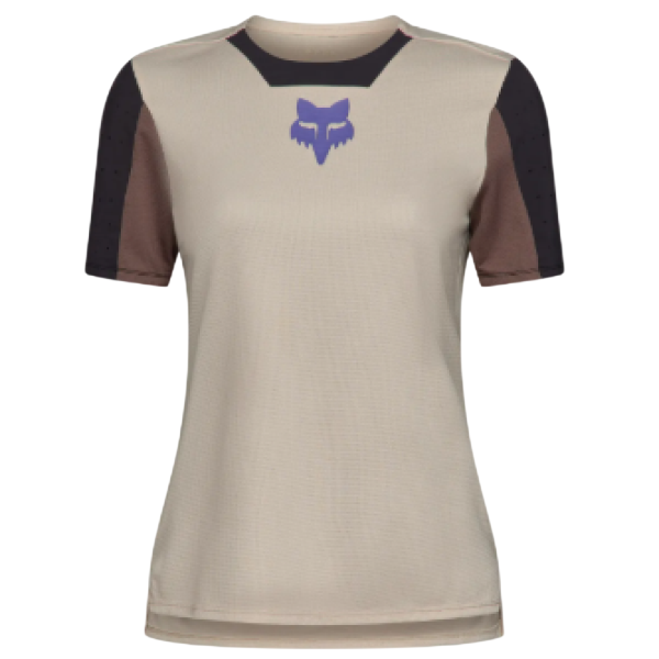 Maillot de Vélo Defend Park Femme/Fox/beige, de  face, manches courtes
