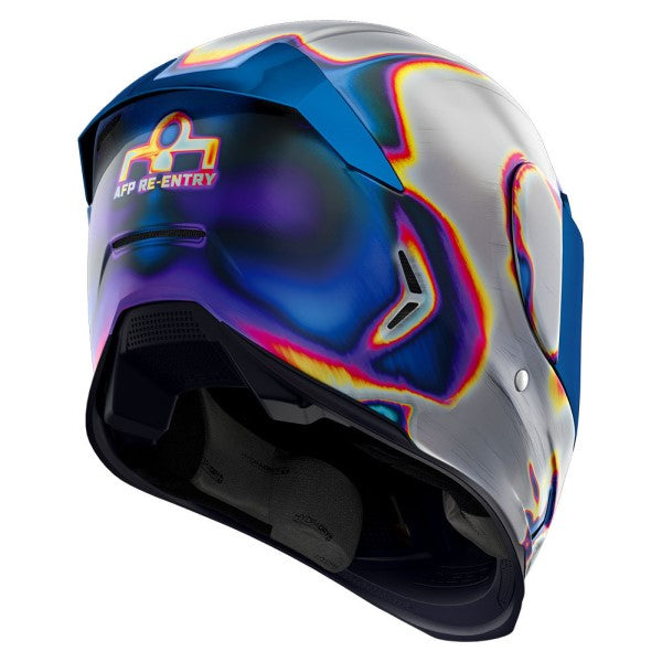 Casque Intégral de Moto Airframe Pro Reentry Icon Argent incliné de dos