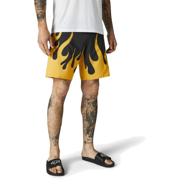 Short de Surf Supr Trik Noir/Jaune incliné de face à gauche