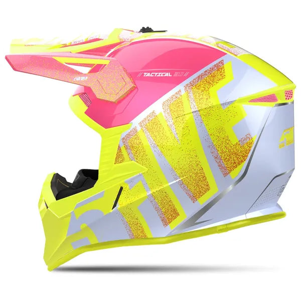 Casque Intégral de Motoneige Tactical 3.1 TR Jaune/Rose,  de dos