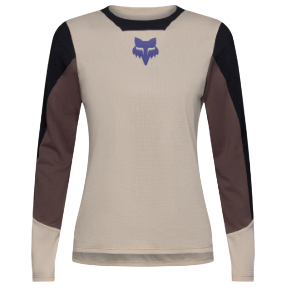 Maillot de Vélo Defend Park Femme/Fox/beige, de  face, manches longues 