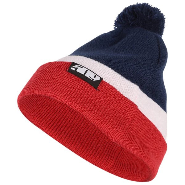 Tuque Trip Pom Bleu/Blanc/Rouge incliné de droite