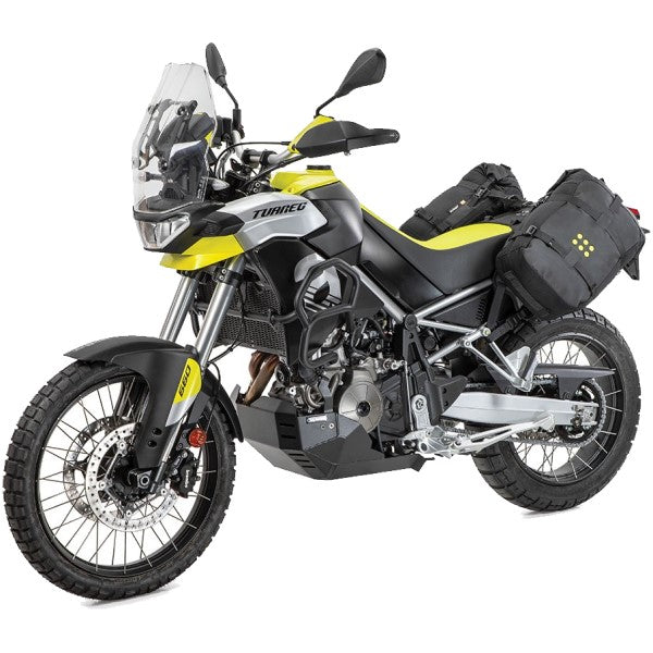 Harnais de Siège de Moto Aprilia Tuareg 660 Noir attaché à l'arrière du véhicule
