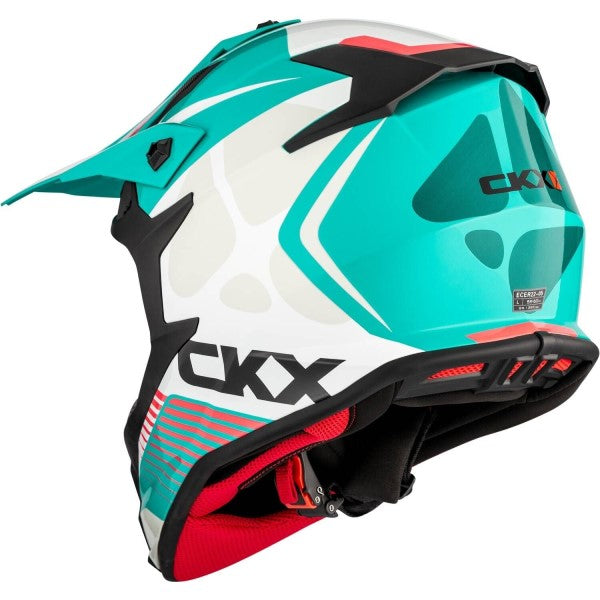 Casque de Motocross TX319 Podium Bleu/Blanc incliné de dos