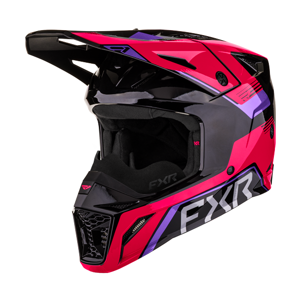 Casque de Snowcross Apex Junior/FXR/noir, fuchia, de profil