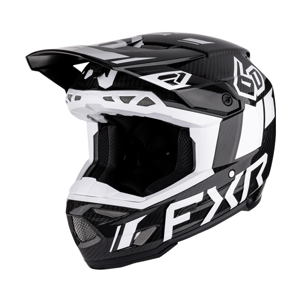 Casque 6D ART-3Y Junior FXR blanc et noir, de profil