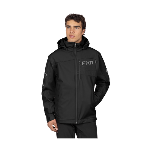 Manteau Ascend Softshell/FXR, Noir, Gris, de face