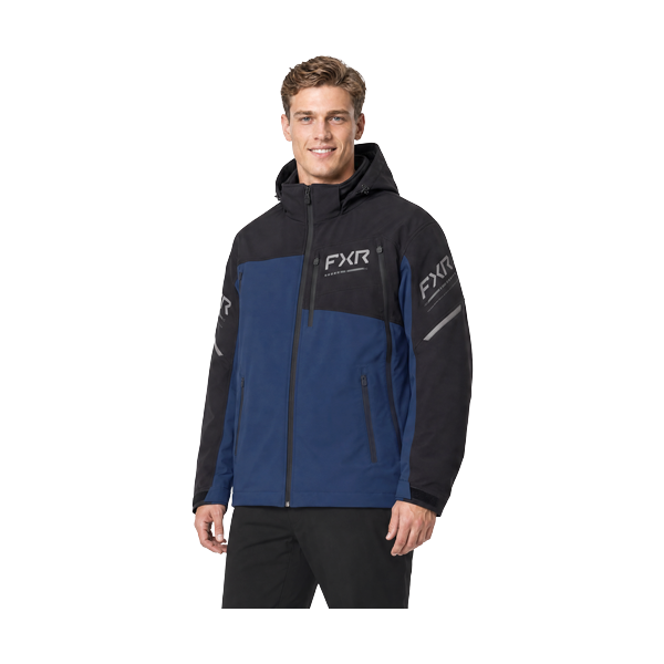 Manteau Ascend Softshell/FXR,bleu  Noir, , de face