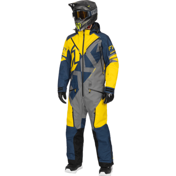 Ensemble de Motoneige Cold Cross CX Lite/FXR/gris, bleu, jaune, de face