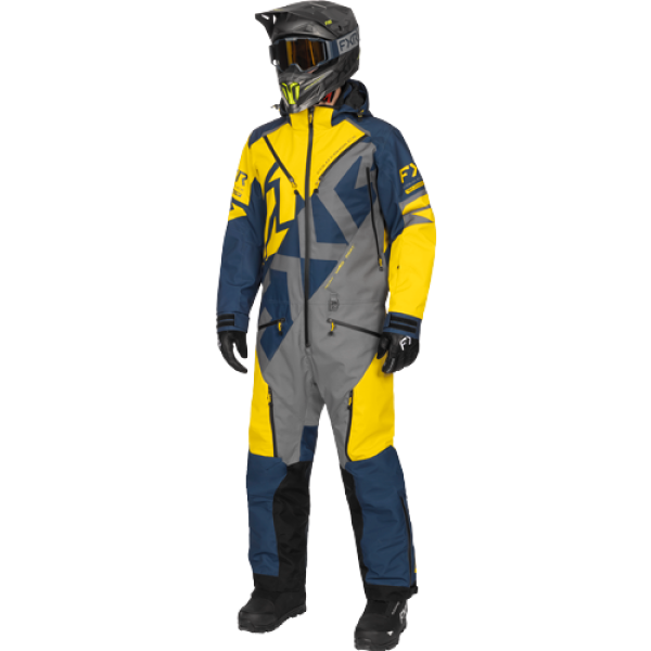 Ensemble de Motoneige Cold Cross CX FAST Isolé/FXR/Gris, bleu,jaune, de face