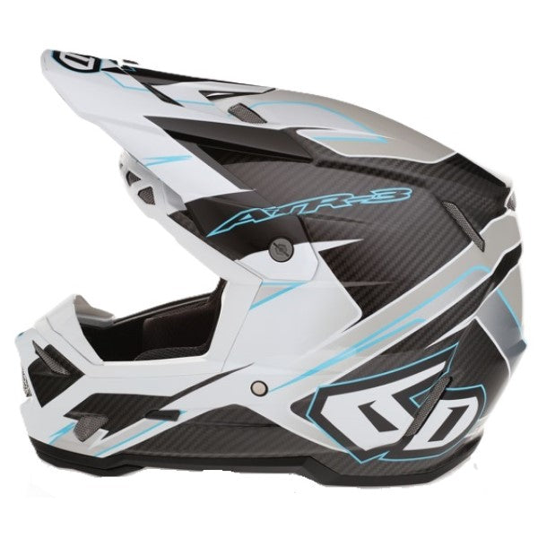 Casque de Motocross ATR-3 Reflex Carbone Blanc/Bleu, côté gauche