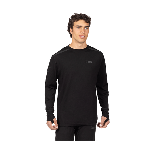 Chandail Sous-Vêtement de Motoneige Tenacious Merino/Noir Ops; de face/FXR