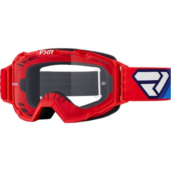 Lunette de Motocross Maverick Prime Rouge/Bleu, de face