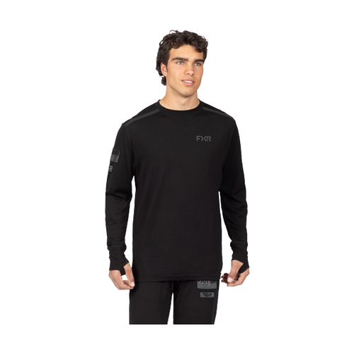 Chandail Sous-vêtements de Motoneige Vapor Merino/FXR/noir, de face