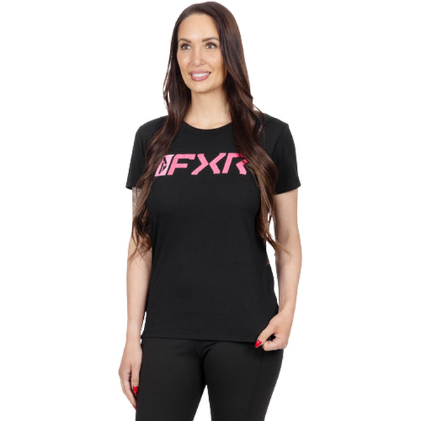T-Shirt Victory Premium Femme Noir/Rose, de face