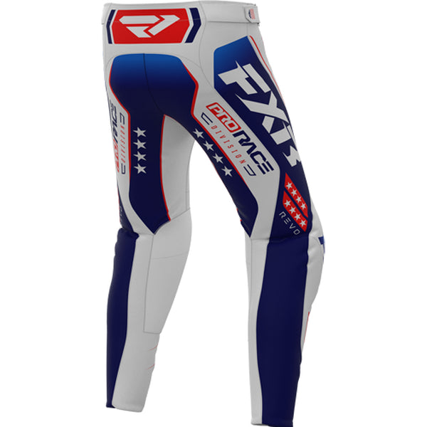 Pantalon de Motocross Revo Patriot MX 26.5 Bleu/Blanc, de dos