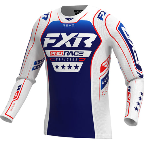 Chandail de Motocross Revo Patriot MX 26.5 Bleu/Blanc, de face