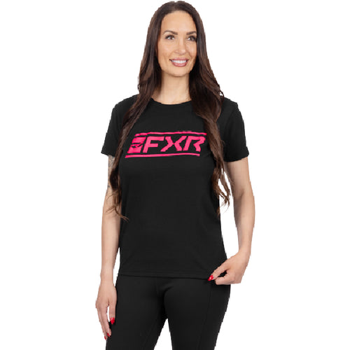 T-Shirt Victory Premium Femme Noir/Rose, de face