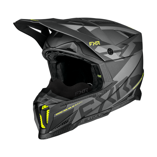 Casque de Snowcross Helium Alpha/FXR/ gris, jaune, de profil