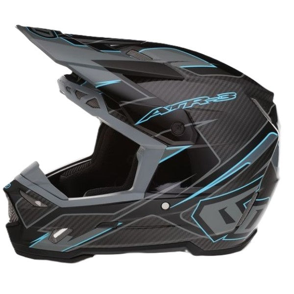 Casque de Motocross ATR-3 Reflex Carbone Noir/Bleu, côté gauche