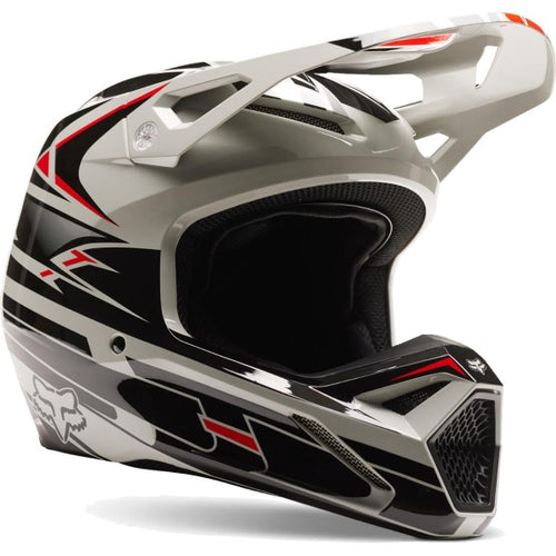 Casque de Motocross V1 GOAT Strafer Noir/Gris incliné de gauche