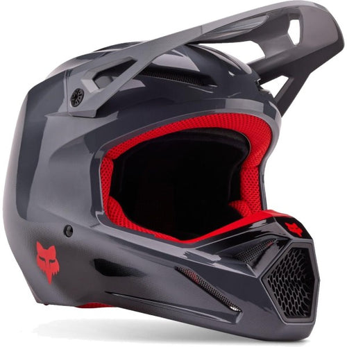 Casque de Motocross V1 Interfere Gris/Rouge incliné de gauche