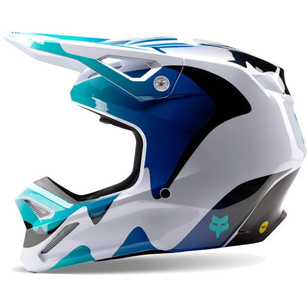 Casque de Motocross V1 Kozmik Bleu/Blanc de droite