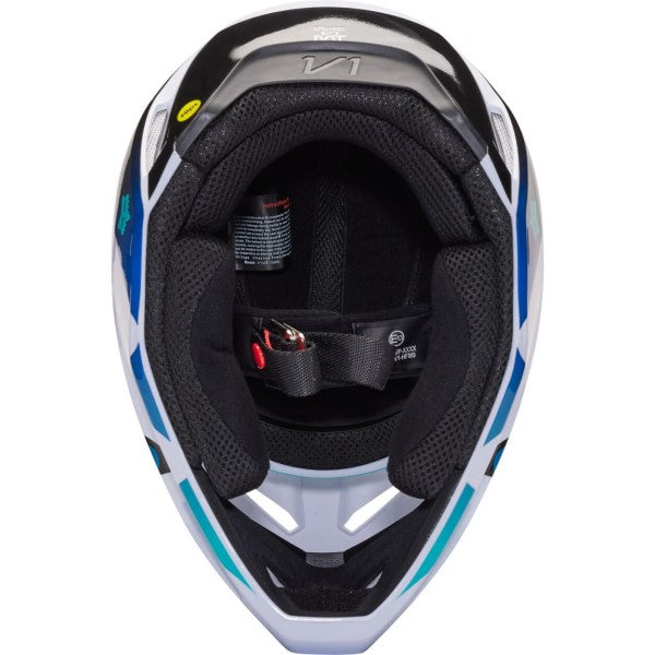 Casque de Motocross V1 Kozmik Bleu/Blanc en-dessous