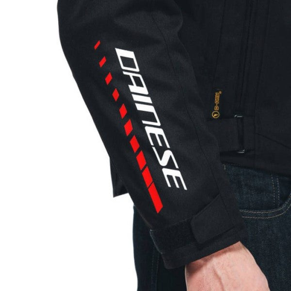 Manteau de Moto Dainese Veloce D-Dry Noir Blanc Rouge Bras Droit