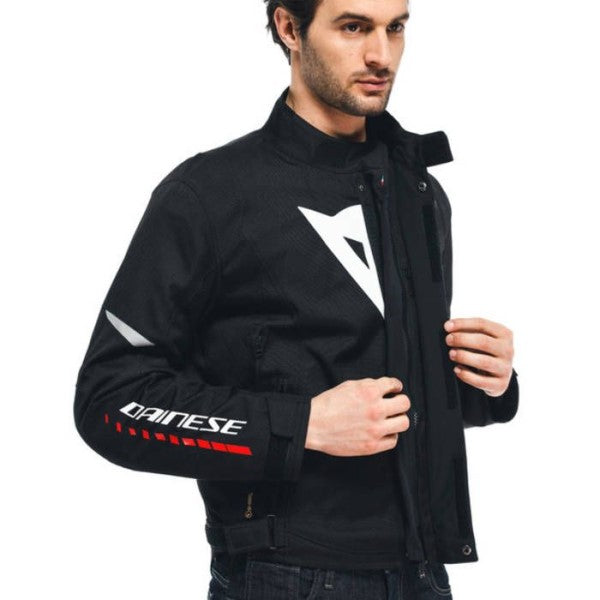 Manteau de Moto Dainese Veloce D-Dry Noir Blanc Rouge Ouvert