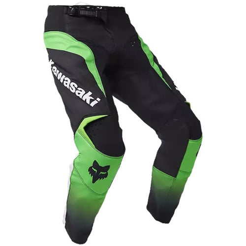 Pantalon de Motocross 180 Kawasaki Fox vert, de face