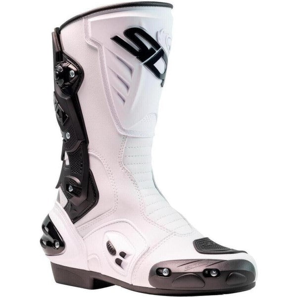 Bottes de Moto Vertigo 2 Blanc/Noir incliné de face
