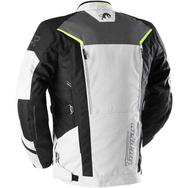 Manteau de Moto Brooks Gris/Jaune oblique à l'arrière