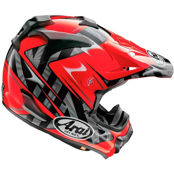 Casque de Motocross VX-PRO4 Graphique Rouge/Noir incliné de dos