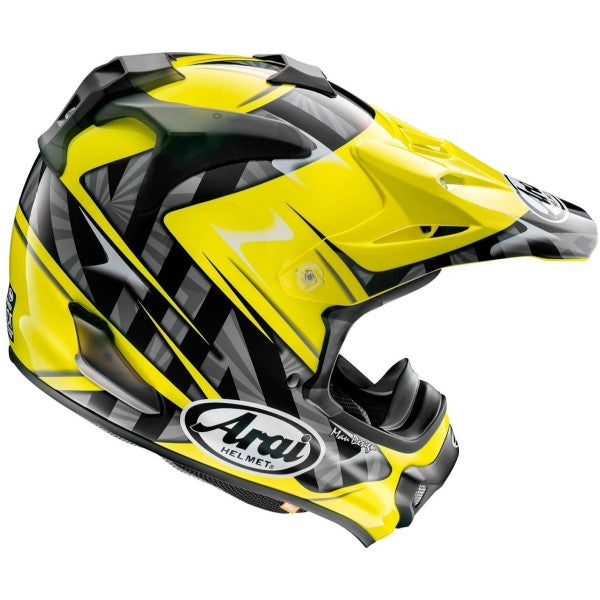 Casque de Motocross VX-PRO4 Graphique Jaune/Noir de incliné de dos