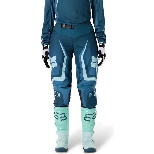 Pantalon de Motocross 180 Frame Femmen Fox, bleu de face