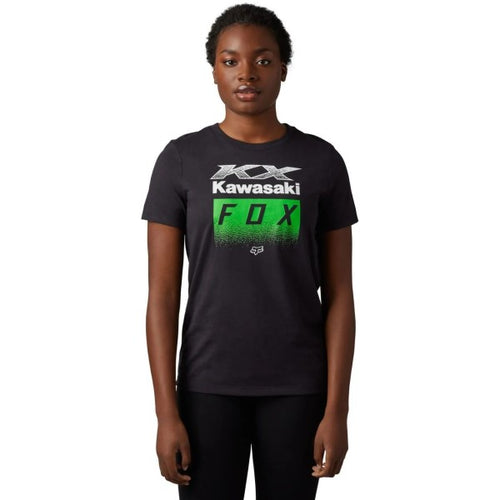 T-Shirt Kawasaki Femme Noir/Vert de face