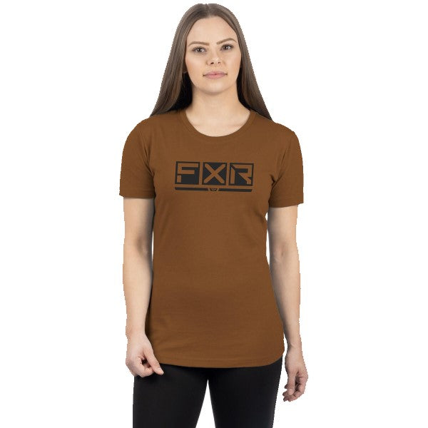 T-Shirt Podium Premium Femme FXR Brun, de face