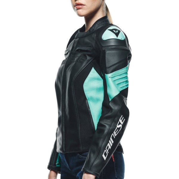 Manteau de Moto Dainese Racing 4 Femme Aqua Modèle Gauche