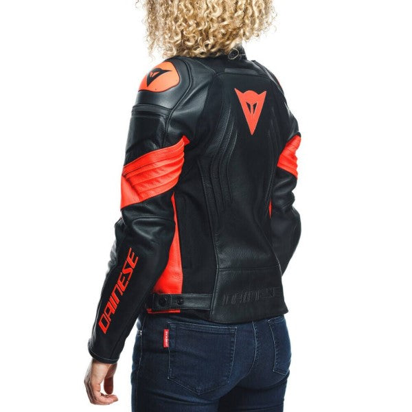 Manteau de Moto Dainese Racing 4 Femme Noir Rouge Modèle Dos