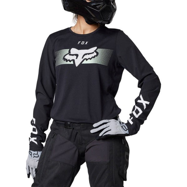 Chandail de Motocross Ranger Off-Road Femme Noir essayage de face